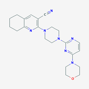 molecular formula C22H27N7O B2940949 2-[4-(4-Morpholin-4-ylpyrimidin-2-yl)piperazin-1-yl]-5,6,7,8-tetrahydroquinoline-3-carbonitrile CAS No. 2415623-52-6
