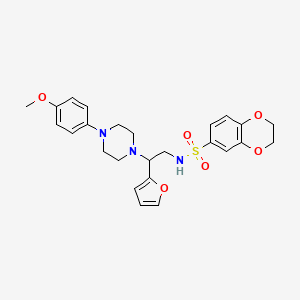 molecular formula C25H29N3O6S B2940958 N-(2-(furan-2-yl)-2-(4-(4-methoxyphenyl)piperazin-1-yl)ethyl)-2,3-dihydrobenzo[b][1,4]dioxine-6-sulfonamide CAS No. 877649-15-5