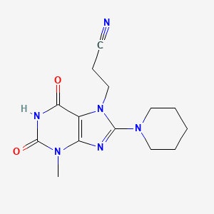 3-(3-methyl-2,6-dioxo-8-(piperidin-1-yl)-2,3-dihydro-1H-purin-7(6H)-yl)propanenitrile