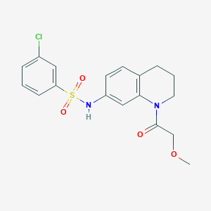 molecular formula C18H19ClN2O4S B2940963 3-chloro-N-(1-(2-methoxyacetyl)-1,2,3,4-tetrahydroquinolin-7-yl)benzenesulfonamide CAS No. 1170866-38-2