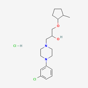 molecular formula C19H30Cl2N2O2 B2940966 1-(4-(3-Chlorophenyl)piperazin-1-yl)-3-((2-methylcyclopentyl)oxy)propan-2-ol hydrochloride CAS No. 1212342-63-6