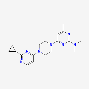 molecular formula C18H25N7 B2940984 4-[4-(2-Cyclopropylpyrimidin-4-yl)piperazin-1-yl]-N,N,6-trimethylpyrimidin-2-amine CAS No. 2415599-18-5