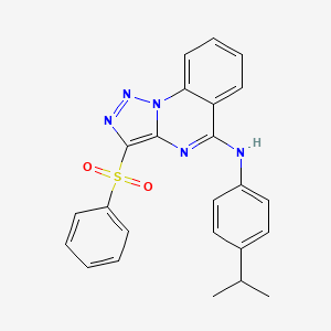 molecular formula C24H21N5O2S B2940985 N-(4-isopropylphenyl)-3-(phenylsulfonyl)[1,2,3]triazolo[1,5-a]quinazolin-5-amine CAS No. 872197-25-6