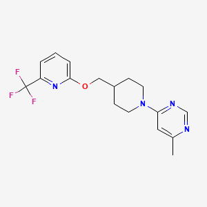 molecular formula C17H19F3N4O B2940994 4-甲基-6-[4-({[6-(三氟甲基)吡啶-2-基]氧基}甲基)哌啶-1-基]嘧啶 CAS No. 2202290-42-2