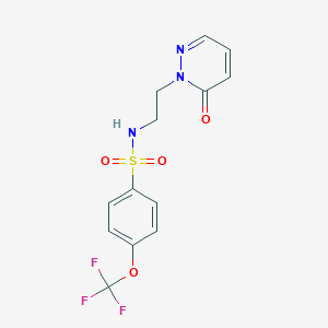 molecular formula C13H12F3N3O4S B2940996 N-(2-(6-oxopyridazin-1(6H)-yl)ethyl)-4-(trifluoromethoxy)benzenesulfonamide CAS No. 1040657-05-3
