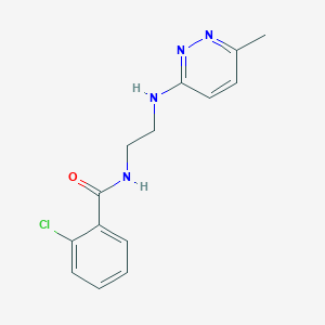 molecular formula C14H15ClN4O B2940998 2-chloro-N-(2-((6-methylpyridazin-3-yl)amino)ethyl)benzamide CAS No. 1207023-34-4