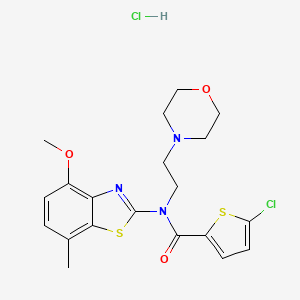 molecular formula C20H23Cl2N3O3S2 B2941002 5-chloro-N-(4-methoxy-7-methylbenzo[d]thiazol-2-yl)-N-(2-morpholinoethyl)thiophene-2-carboxamide hydrochloride CAS No. 1215629-39-2