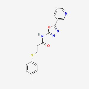 molecular formula C17H16N4O2S B2941006 N-(5-(pyridin-3-yl)-1,3,4-oxadiazol-2-yl)-3-(p-tolylthio)propanamide CAS No. 923150-37-2