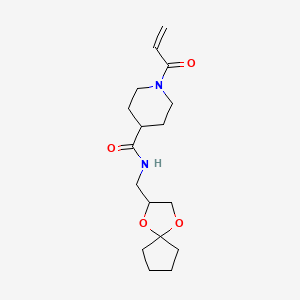 molecular formula C17H26N2O4 B2941009 N-(1,4-Dioxaspiro[4.4]nonan-3-ylmethyl)-1-prop-2-enoylpiperidine-4-carboxamide CAS No. 2361863-75-2