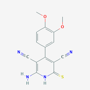 molecular formula C15H12N4O2S B2941015 6-氨基-4-(3,4-二甲氧基苯基)-2-硫代-1,2-二氢吡啶-3,5-二腈 CAS No. 333782-81-3