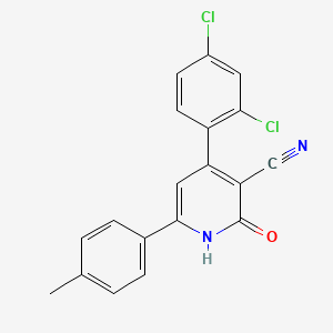 molecular formula C19H12Cl2N2O B2941018 4-(2,4-Dichlorophenyl)-2-hydroxy-6-(4-methylphenyl)nicotinonitrile CAS No. 341964-42-9
