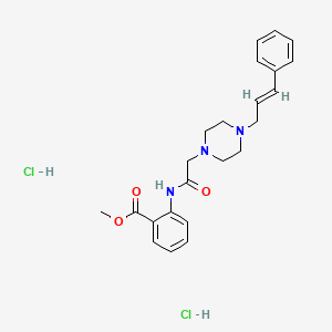 molecular formula C23H29Cl2N3O3 B2941027 (E)-甲基 2-(2-(4-肉桂酰基哌嗪-1-基)乙酰氨基)苯甲酸二盐酸盐 CAS No. 1217247-18-1