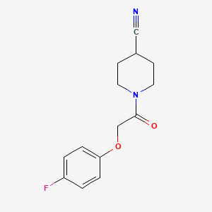 molecular formula C14H15FN2O2 B2941031 1-[2-(4-Fluorophenoxy)acetyl]piperidine-4-carbonitrile CAS No. 1225883-44-2