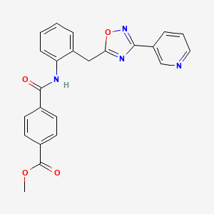 molecular formula C23H18N4O4 B2941032 Methyl 4-((2-((3-(pyridin-3-yl)-1,2,4-oxadiazol-5-yl)methyl)phenyl)carbamoyl)benzoate CAS No. 1705815-46-8