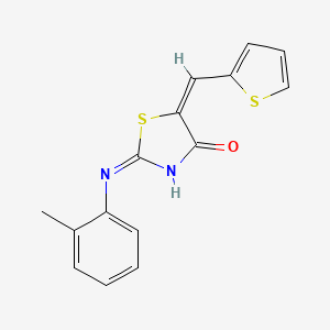 molecular formula C15H12N2OS2 B2941038 (E)-5-(thiophen-2-ylmethylene)-2-(o-tolylamino)thiazol-4(5H)-one CAS No. 638139-85-2