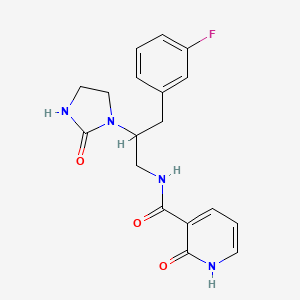 molecular formula C18H19FN4O3 B2941046 N-(3-(3-fluorophenyl)-2-(2-oxoimidazolidin-1-yl)propyl)-2-oxo-1,2-dihydropyridine-3-carboxamide CAS No. 1421522-85-1