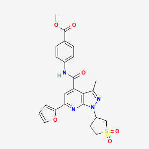 molecular formula C24H22N4O6S B2941050 4-(1-(1,1-二氧化四氢噻吩-3-基)-6-(呋喃-2-基)-3-甲基-1H-吡唑并[3,4-b]吡啶-4-甲酰胺)苯甲酸甲酯 CAS No. 1105207-66-6