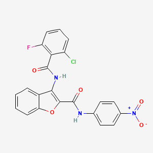 molecular formula C22H13ClFN3O5 B2941053 3-(2-chloro-6-fluorobenzamido)-N-(4-nitrophenyl)benzofuran-2-carboxamide CAS No. 887898-76-2