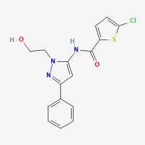molecular formula C16H14ClN3O2S B2941069 5-chloro-N-(1-(2-hydroxyethyl)-3-phenyl-1H-pyrazol-5-yl)thiophene-2-carboxamide CAS No. 1226436-73-2