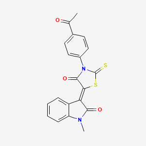 molecular formula C20H14N2O3S2 B2941074 (Z)-3-(4-acetylphenyl)-5-(1-methyl-2-oxoindolin-3-ylidene)-2-thioxothiazolidin-4-one CAS No. 868141-99-5