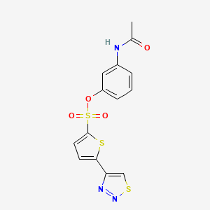 molecular formula C14H11N3O4S3 B2941086 3-(Acetylamino)phenyl 5-(1,2,3-thiadiazol-4-yl)-2-thiophenesulfonate CAS No. 338400-24-1