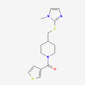 (4-(((1-methyl-1H-imidazol-2-yl)thio)methyl)piperidin-1-yl)(thiophen-3-yl)methanone