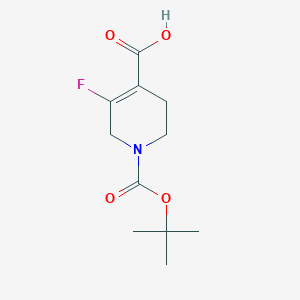 molecular formula C11H16FNO4 B2941102 5-Fluoro-1-[(2-methylpropan-2-yl)oxycarbonyl]-3,6-dihydro-2H-pyridine-4-carboxylic acid CAS No. 2309444-59-3