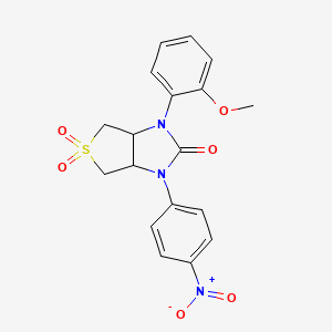 molecular formula C18H17N3O6S B2941108 1-(2-methoxyphenyl)-3-(4-nitrophenyl)tetrahydro-1H-thieno[3,4-d]imidazol-2(3H)-one 5,5-dioxide CAS No. 879930-43-5
