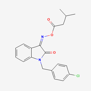 molecular formula C20H19ClN2O3 B2941129 1-(4-氯苄基)-3-{[(3-甲基丁酰基)氧基]亚氨基}-1,3-二氢-2H-吲哚-2-酮 CAS No. 303149-79-3