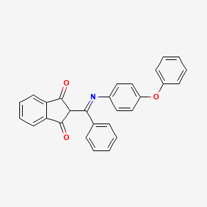 molecular formula C28H19NO3 B2941133 2-[[(4-苯氧基苯基)亚氨基](苯基)甲基]-1H-茚满-1,3(2H)-二酮 CAS No. 1020251-79-9