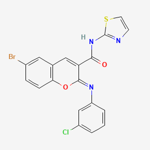 (2Z)-6-bromo-2-[(3-chlorophenyl)imino]-N-(1,3-thiazol-2-yl)-2H-chromene-3-carboxamide