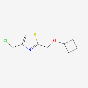 molecular formula C9H12ClNOS B2941140 4-(Chloromethyl)-2-(cyclobutoxymethyl)thiazole CAS No. 1247108-52-6