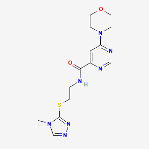 molecular formula C14H19N7O2S B2941147 N-(2-((4-methyl-4H-1,2,4-triazol-3-yl)thio)ethyl)-6-morpholinopyrimidine-4-carboxamide CAS No. 1903199-28-9