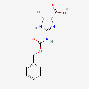 molecular formula C12H10ClN3O4 B2941153 5-Chloro-2-(phenylmethoxycarbonylamino)-1H-imidazole-4-carboxylic acid CAS No. 2248345-87-9