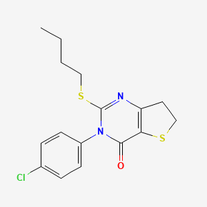 molecular formula C16H17ClN2OS2 B2941176 2-(butylthio)-3-(4-chlorophenyl)-6,7-dihydrothieno[3,2-d]pyrimidin-4(3H)-one CAS No. 687564-52-9