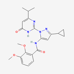 molecular formula C22H25N5O4 B2941180 N-(3-cyclopropyl-1-(4-isopropyl-6-oxo-1,6-dihydropyrimidin-2-yl)-1H-pyrazol-5-yl)-2,3-dimethoxybenzamide CAS No. 1207018-66-3