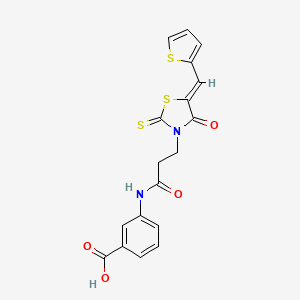 (Z)-3-(3-(4-oxo-5-(thiophen-2-ylmethylene)-2-thioxothiazolidin-3-yl)propanamido)benzoic acid