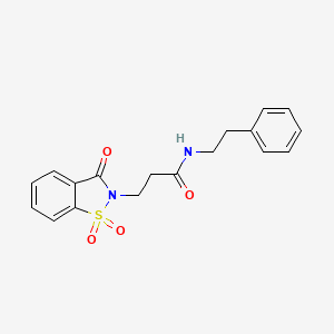 molecular formula C18H18N2O4S B2941187 3-(1,1-dioxido-3-oxobenzo[d]isothiazol-2(3H)-yl)-N-phenethylpropanamide CAS No. 899757-22-3