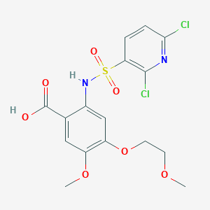 molecular formula C16H16Cl2N2O7S B2941192 2-(2,6-Dichloropyridine-3-sulfonamido)-5-methoxy-4-(2-methoxyethoxy)benzoic acid CAS No. 1241181-04-3