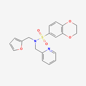 molecular formula C19H18N2O5S B2941208 N-(furan-2-ylmethyl)-N-(pyridin-2-ylmethyl)-2,3-dihydrobenzo[b][1,4]dioxine-6-sulfonamide CAS No. 1286726-84-8