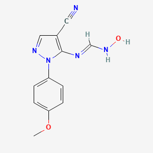 molecular formula C12H11N5O2 B2941214 (Z)-N-[4-氰基-1-(4-甲氧基苯基)-1H-吡唑-5-基]-N'-羟基次甲酰亚胺胺 CAS No. 1007054-53-6