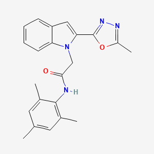 molecular formula C22H22N4O2 B2941215 N-mesityl-2-(2-(5-methyl-1,3,4-oxadiazol-2-yl)-1H-indol-1-yl)acetamide CAS No. 923165-78-0