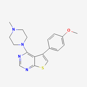 molecular formula C18H20N4OS B2941230 5-(4-Methoxyphenyl)-4-(4-methylpiperazin-1-yl)thieno[2,3-d]pyrimidine CAS No. 345615-33-0