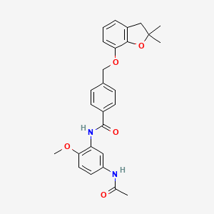 N-(5-acetamido-2-methoxyphenyl)-4-(((2,2-dimethyl-2,3-dihydrobenzofuran-7-yl)oxy)methyl)benzamide