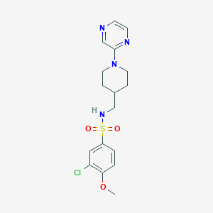 molecular formula C17H21ClN4O3S B2941242 3-氯-4-甲氧基-N-((1-(吡嗪-2-基)哌啶-4-基)甲基)苯磺酰胺 CAS No. 1396579-37-5