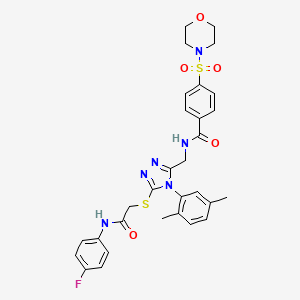 N-((4-(2,5-dimethylphenyl)-5-((2-((4-fluorophenyl)amino)-2-oxoethyl)thio)-4H-1,2,4-triazol-3-yl)methyl)-4-(morpholinosulfonyl)benzamide