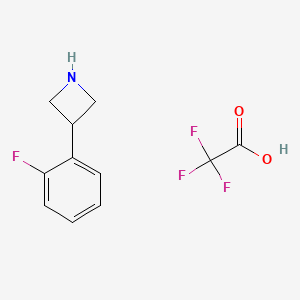 molecular formula C11H11F4NO2 B2941249 3-(2-氟苯基)氮杂环丁烷，三氟乙酸 CAS No. 1443220-92-5