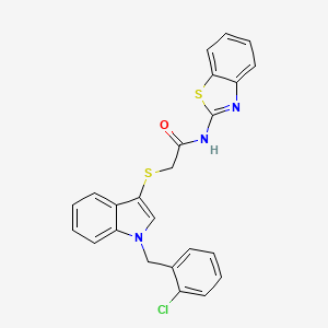 molecular formula C24H18ClN3OS2 B2941257 N-(苯并[d]噻唑-2-基)-2-((1-(2-氯苄基)-1H-吲哚-3-基)硫代)乙酰胺 CAS No. 681217-33-4