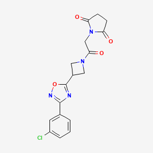 molecular formula C17H15ClN4O4 B2941268 1-(2-(3-(3-(3-氯苯基)-1,2,4-恶二唑-5-基)氮杂环丁-1-基)-2-氧代乙基)吡咯烷-2,5-二酮 CAS No. 1351599-88-6