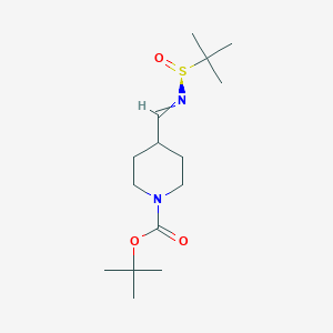 molecular formula C15H28N2O3S B2941275 tert-Butyl (S,E)-4-[[(tert-butylsulfinyl)imino]methyl]piperidine-1-carboxylate CAS No. 1097880-26-6